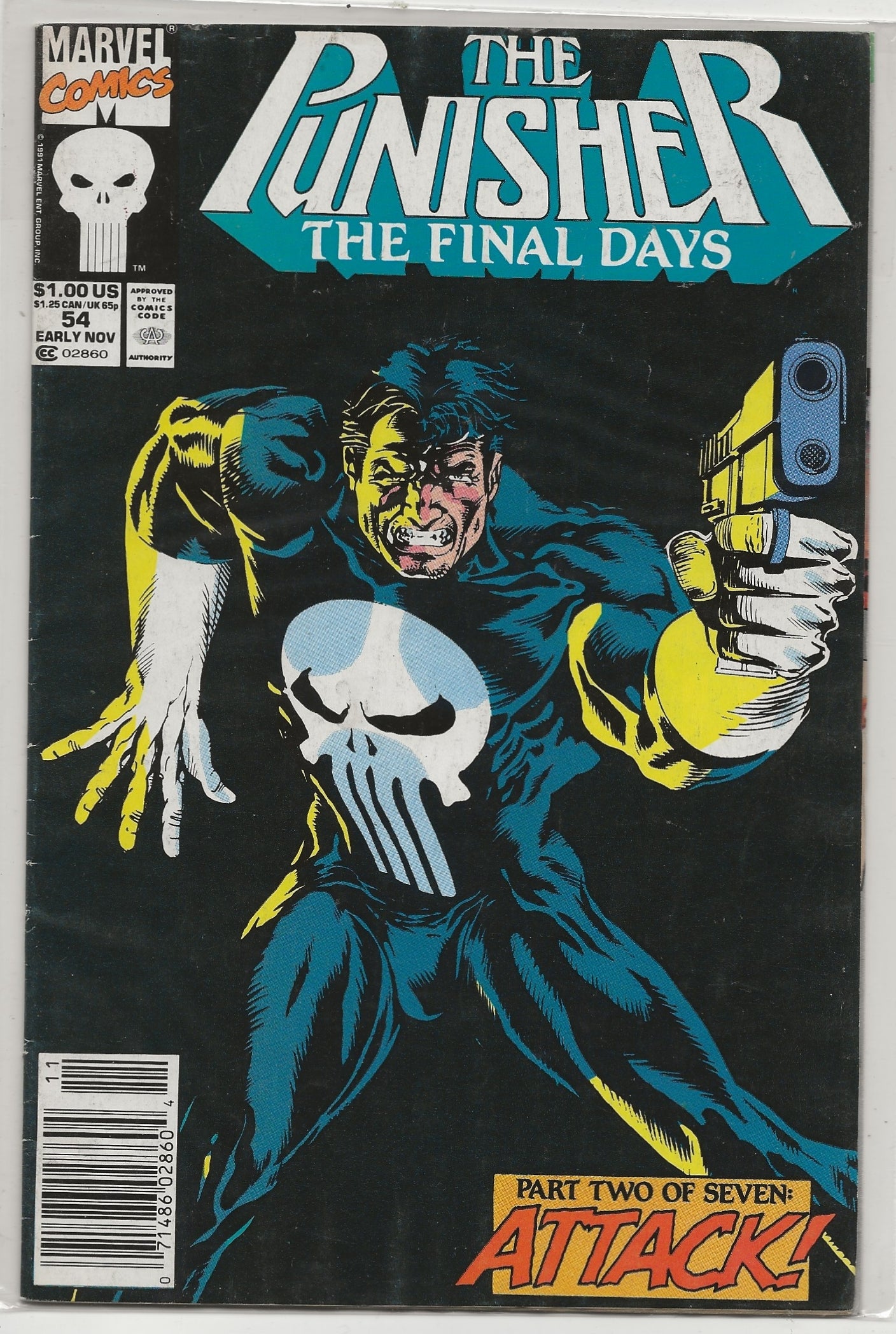 Punisher #54 1991 Marvel: Al Milgrom Newsstand Cover; The Final Days, Part Two