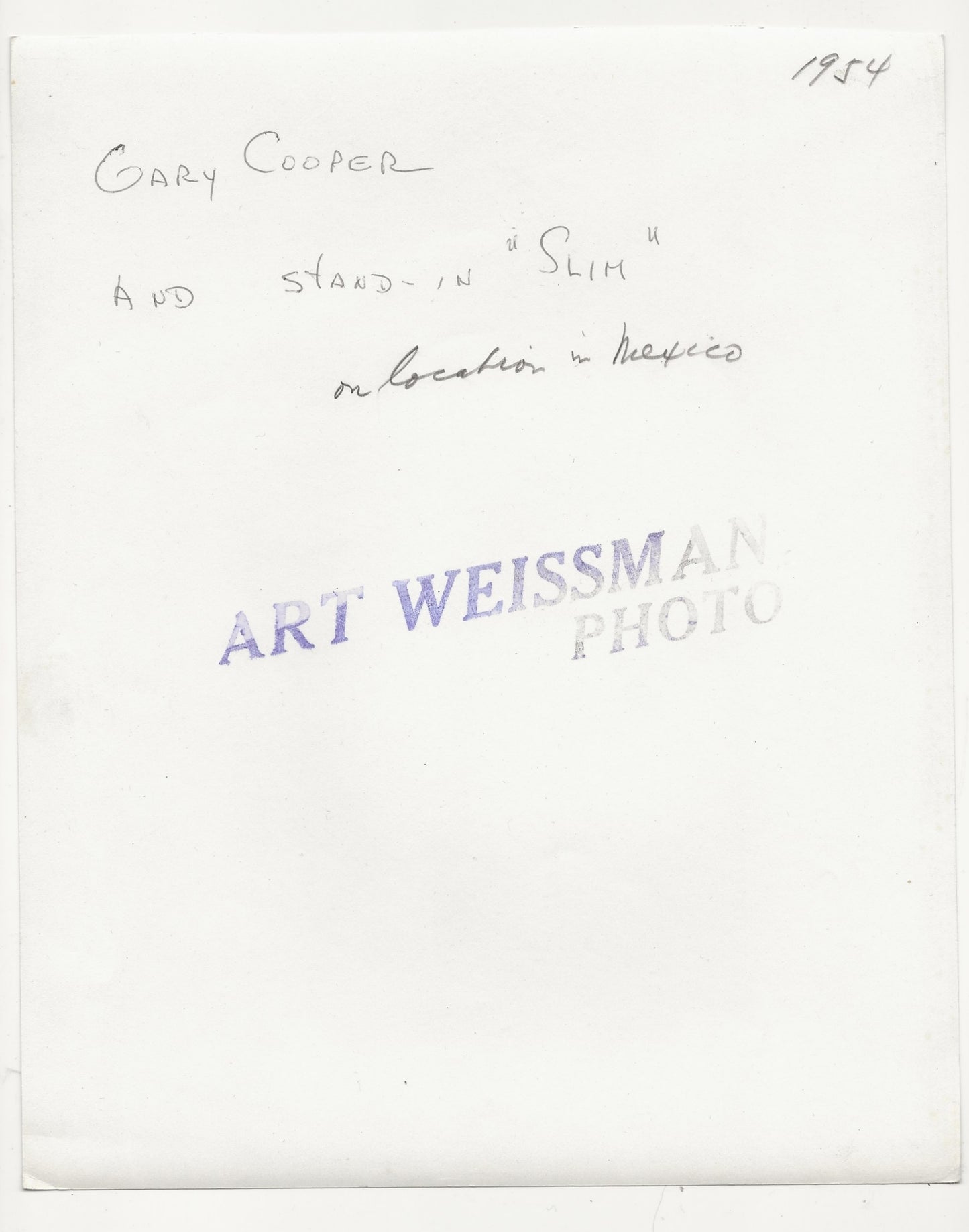 Double Exposure: Gary Cooper & "Slim" Talbot – Original 1954 Art Weissman GSP