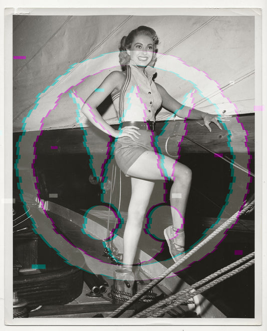 Lori Nelson 1955 Vintage 8x10 GSP "On Location" Yacht Pin-Up Art Weissman