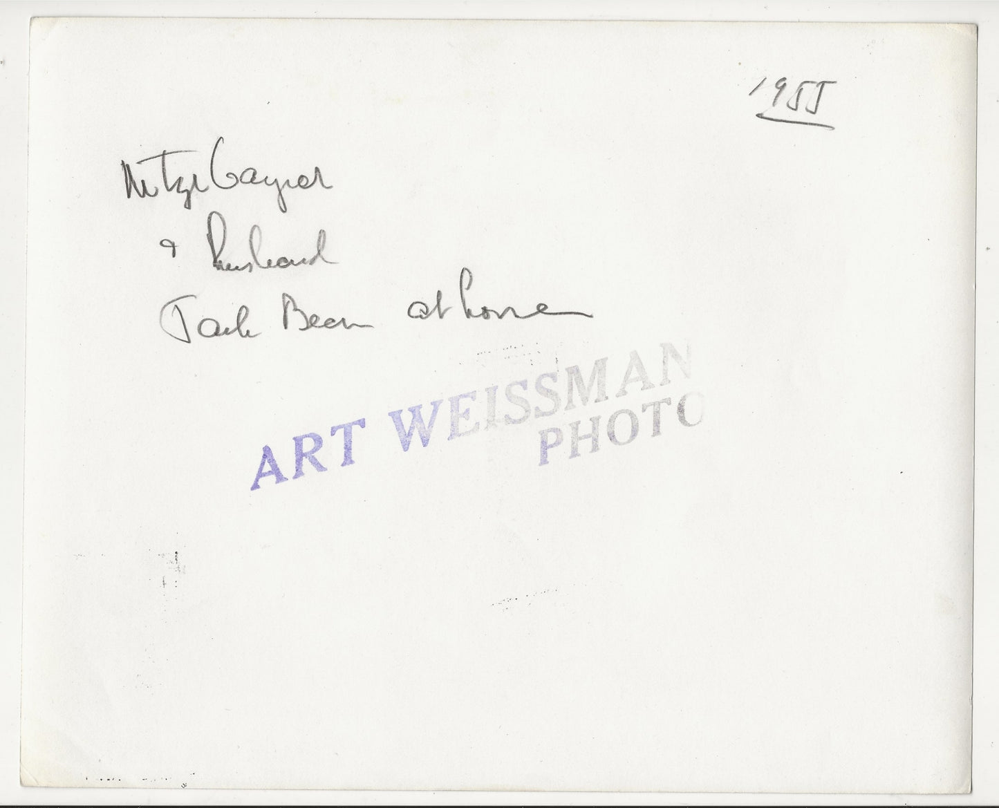 Mitzi Gaynor & Jack Bean Vintage 8x10 GSP "At Home" Hollywood Art Weissman