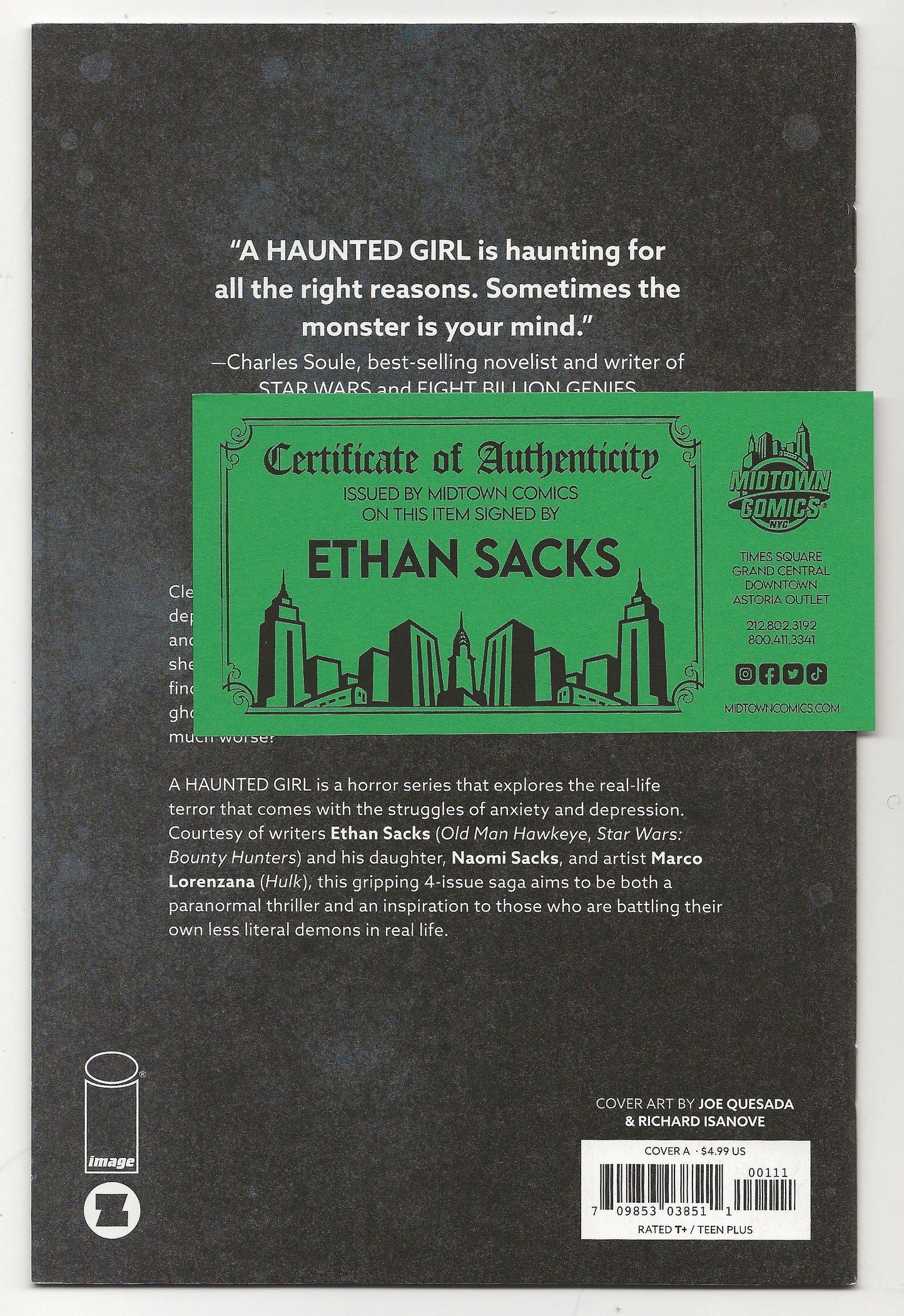 A Haunted Girl #1 Cover A Joe Quesada Ethan Sacks Signed COA Image Comics 2023