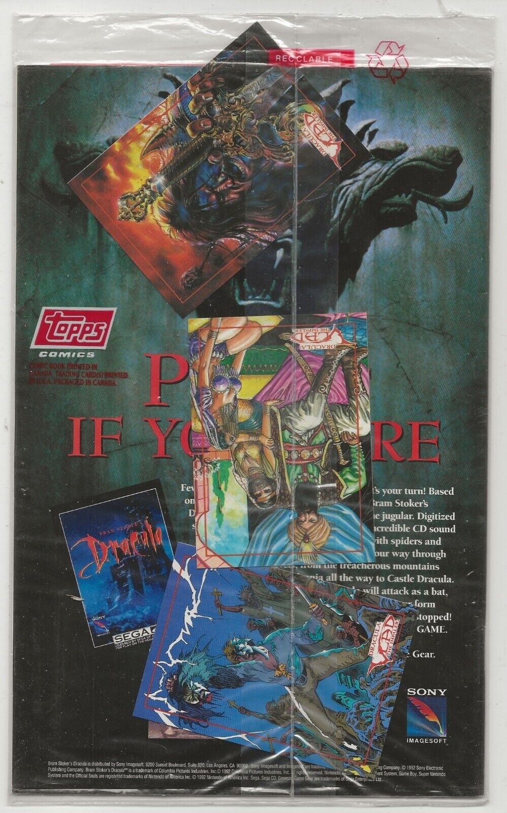 Dracula Vlad The Impaler #2 1993 Topps: Sealed Polybag w Trading Cards