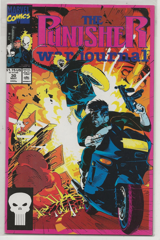 Punisher War Journal #30 1991 Marvel: Michael Golden Cover; Ghost Rider Team-up