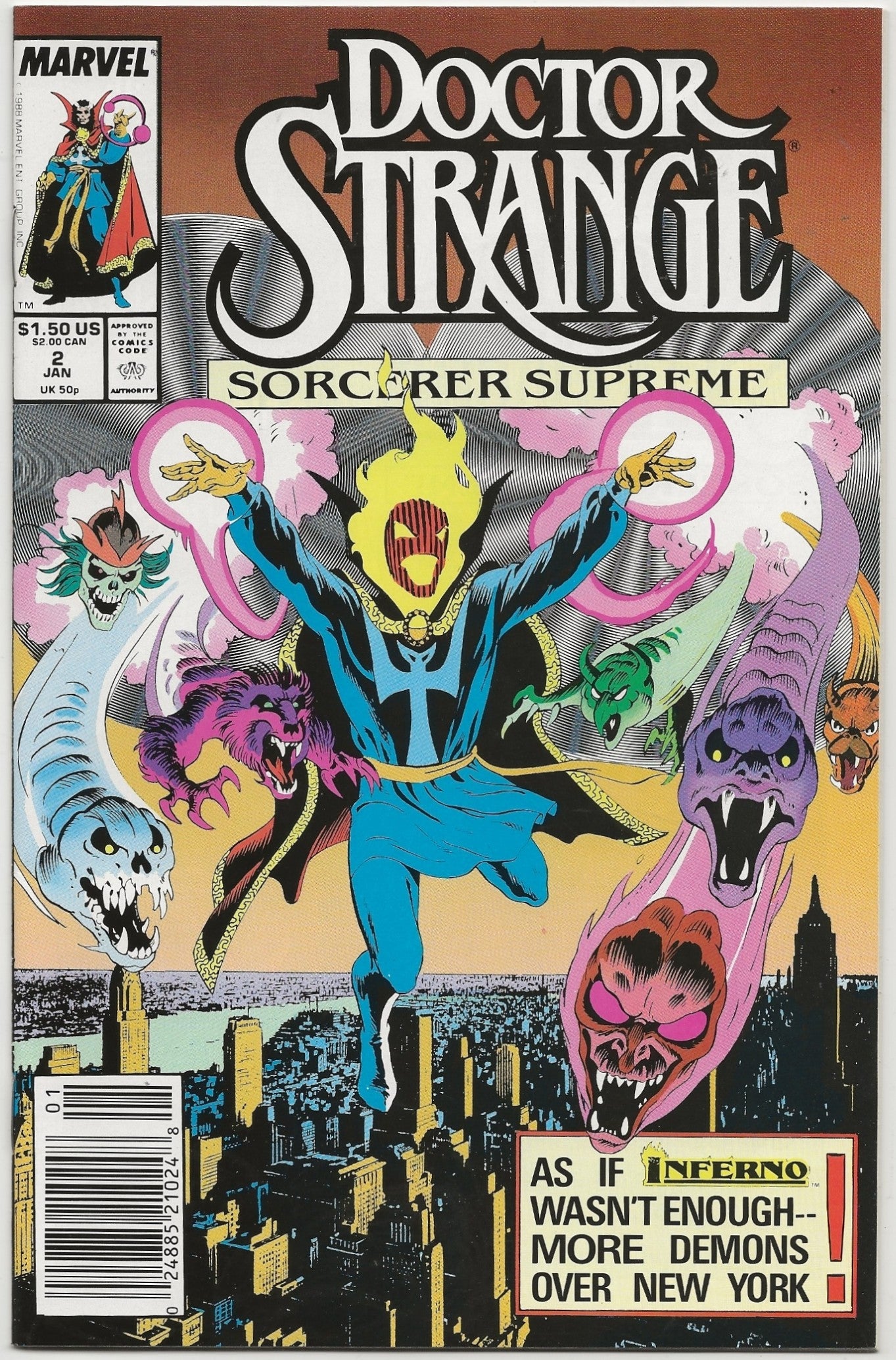 Doctor Strange, Sorcerer Supreme #2 Cover By Kevin Nowlan - Marvel Comics