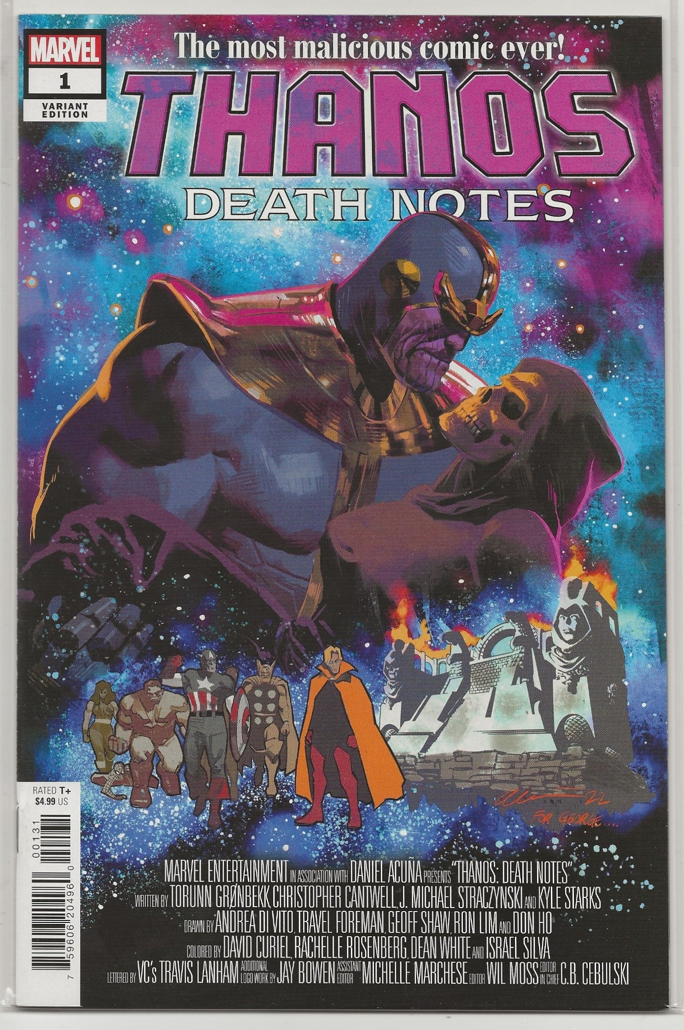 Thanos: Death Notes #1 Marvel 2023: Daniel Acuña Variant Cover