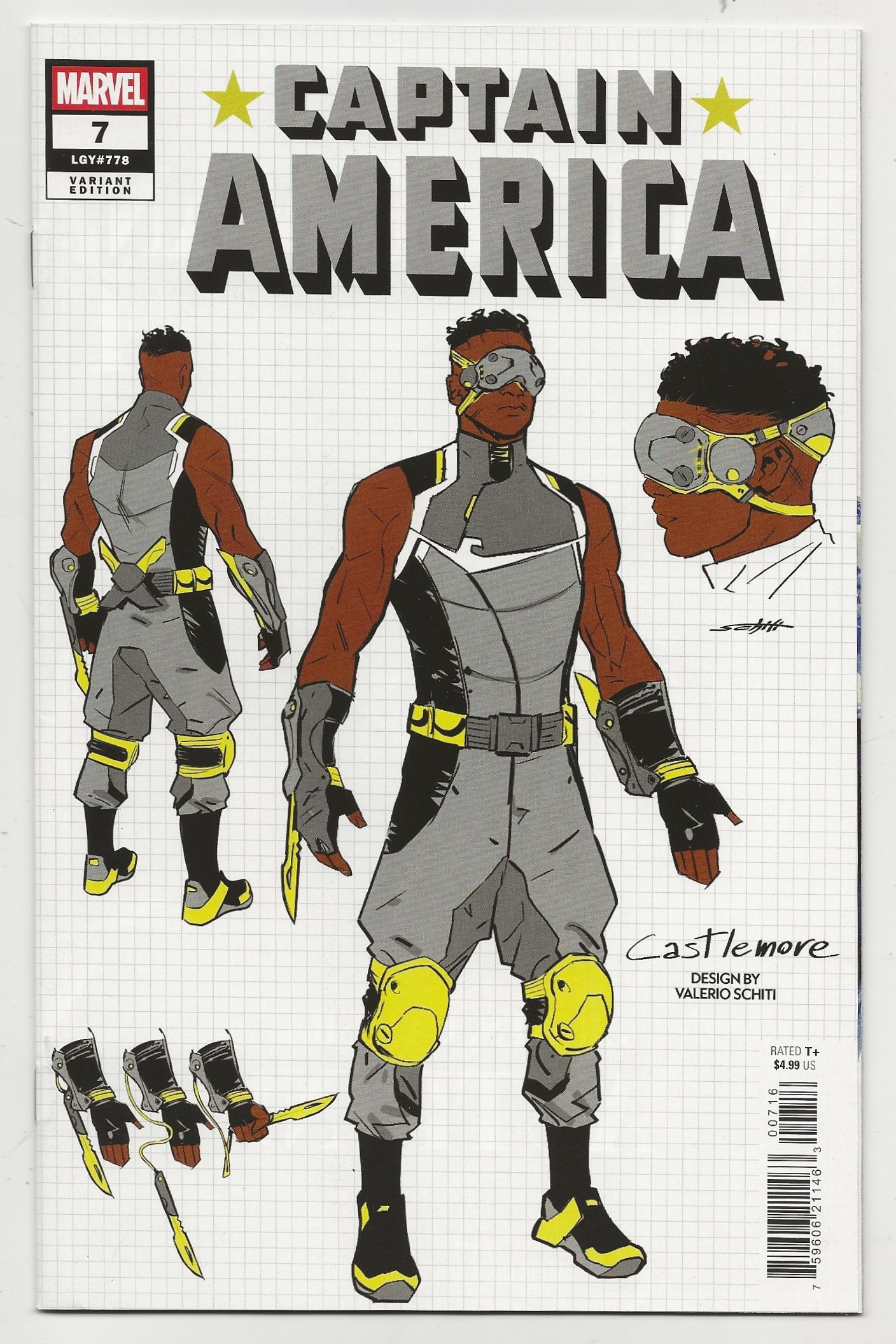 Captain America #7 - Valerio Schiti 1:10 Design Variant - Marvel Comics