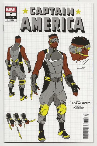Captain America #7 - Valerio Schiti 1:10 Design Variant - Marvel Comics
