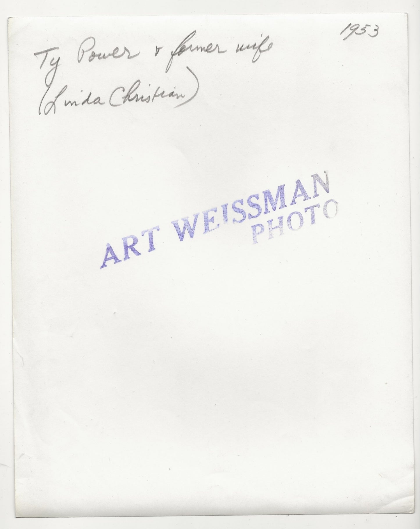 Tyrone Power & Linda Christian – Original 1953 Weissman GSP