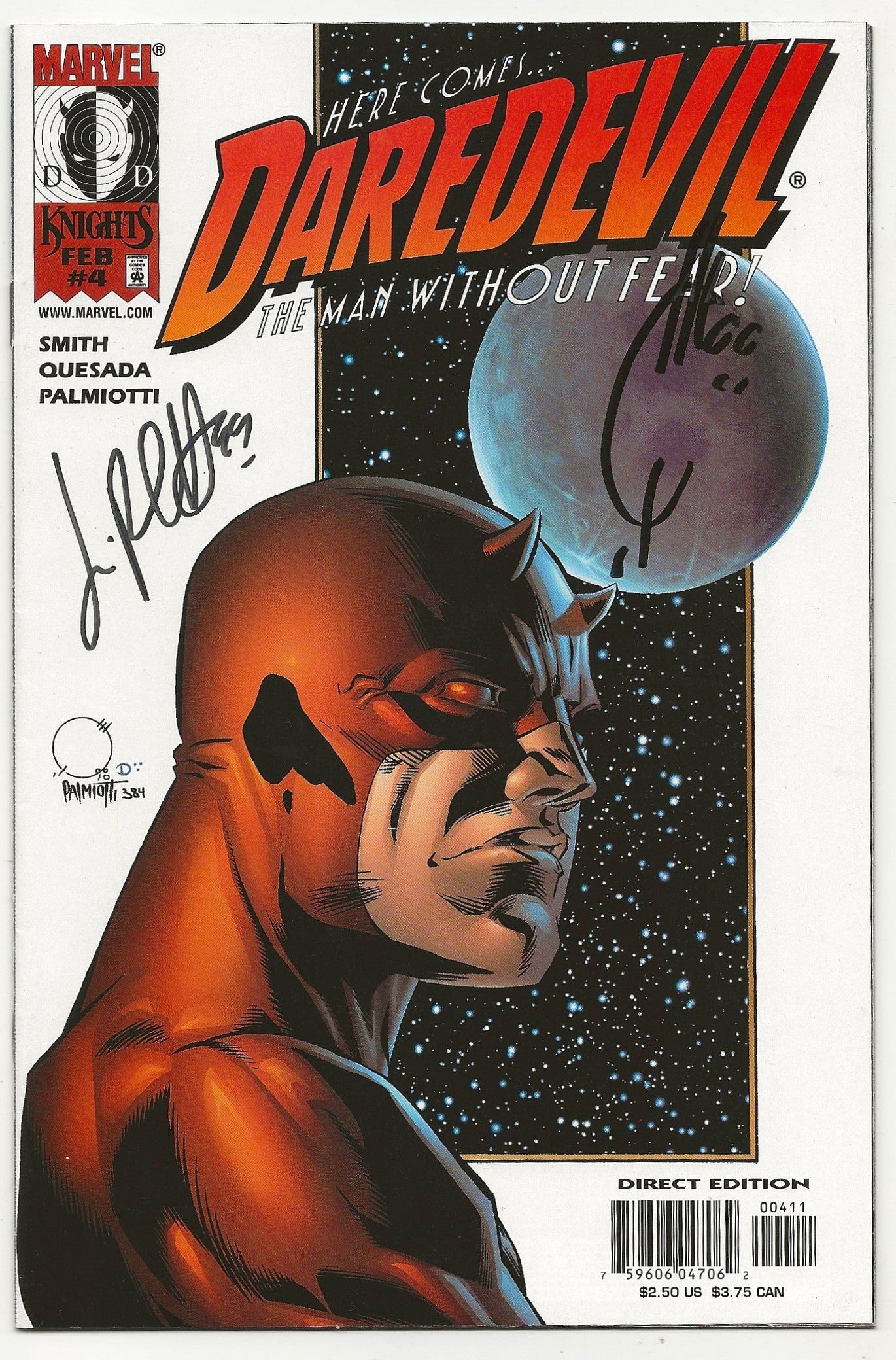 Daredevil Vol 2 #4 Signed By Joe Quesada & Jimmy Palmiotti Marvel Knights 1999