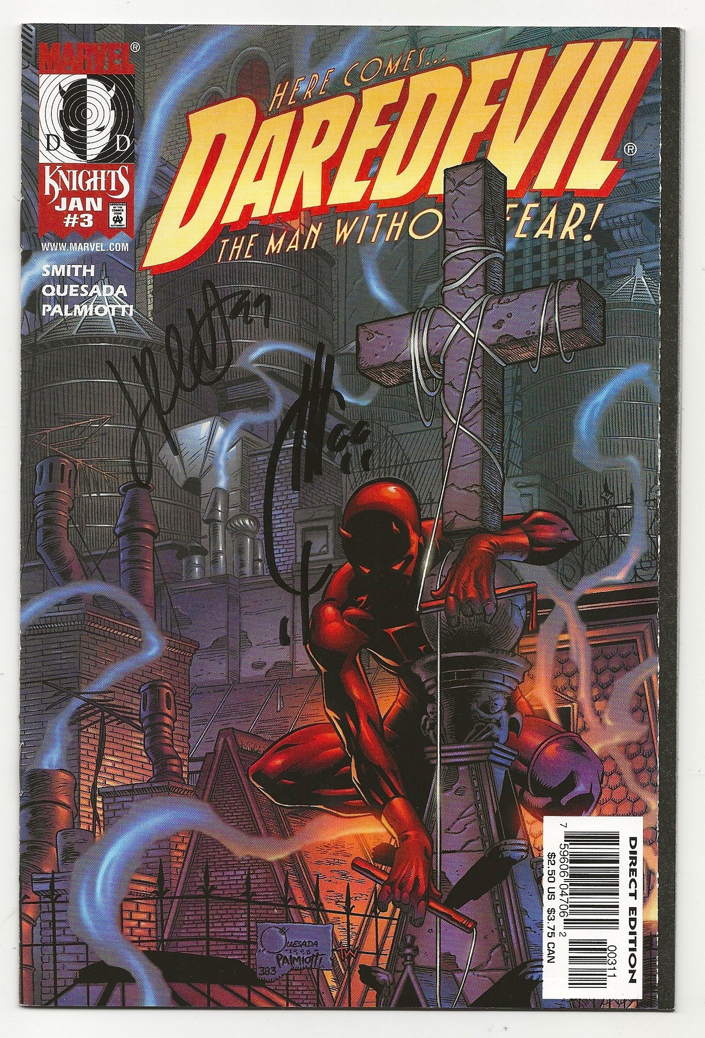 Daredevil Vol 2 #3 Signed By Joe Quesada & Jimmy Palmiotti Marvel Knights 1999