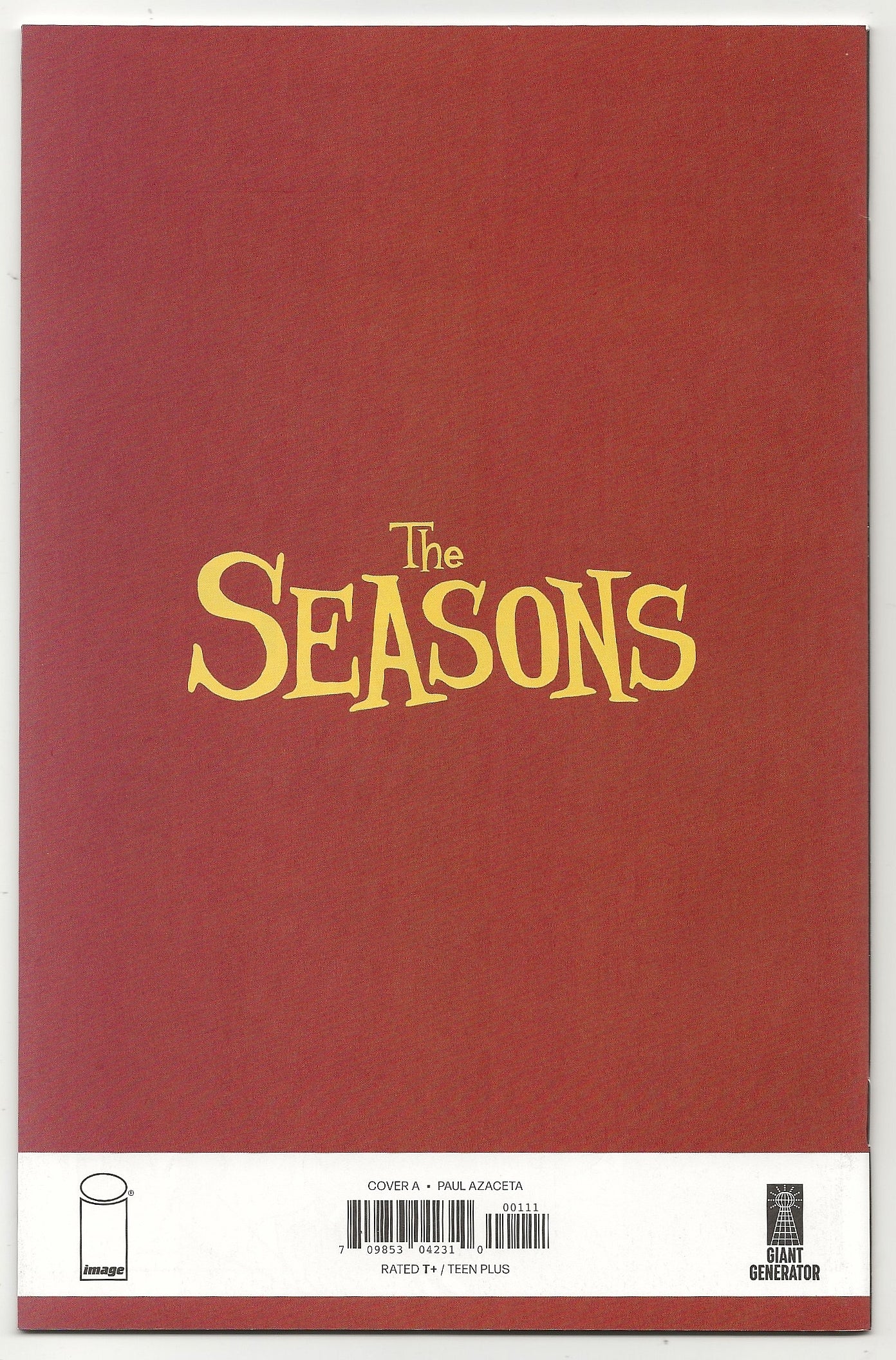 Red comic book cover with 'The Seasons' in yellow text