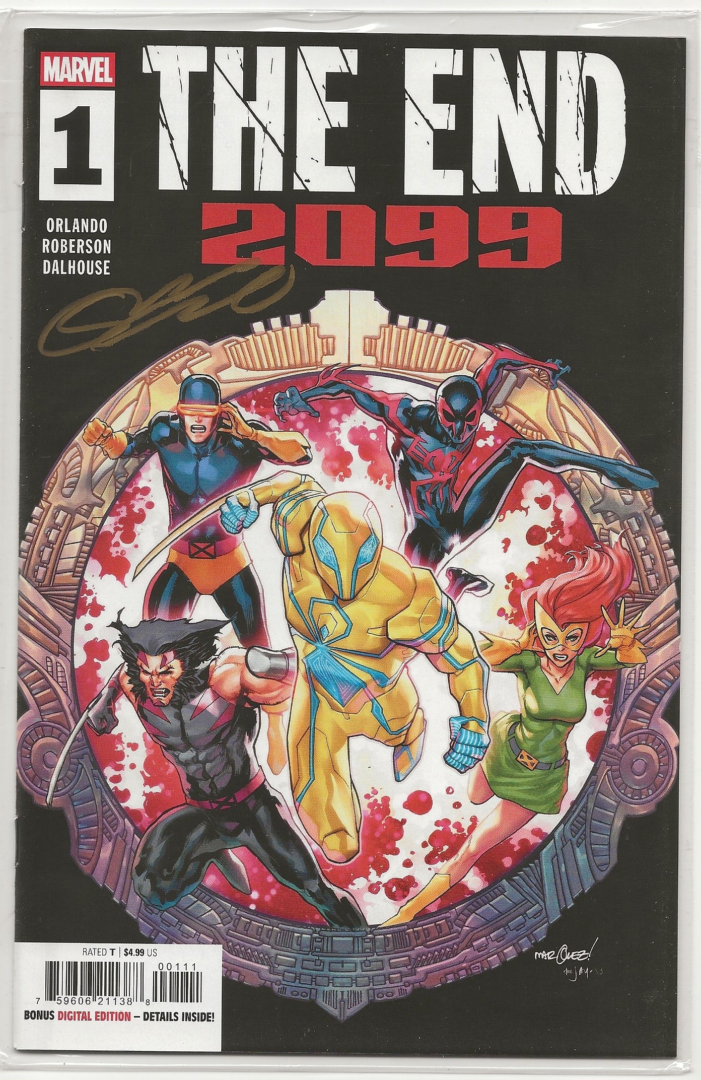 The End 2099 #1 Cover A David Marquez Signed By Steve Orlando With COA Marvel 2025
