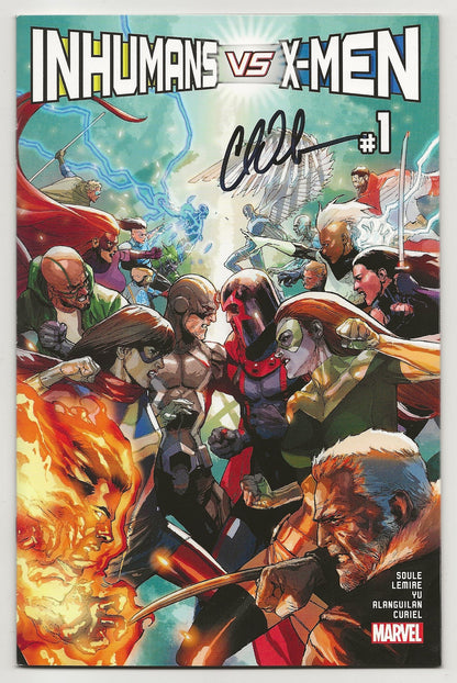 Inhumans Vs X-Men #1 Cover A Leinil Francis Yu Signed By Charles Soule With COA Marvel 2017