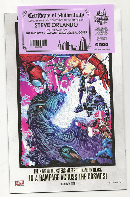 The End 2099 #1 Paulo Siqueira Variant Signed By Steve Orlando With COA Marvel 2025