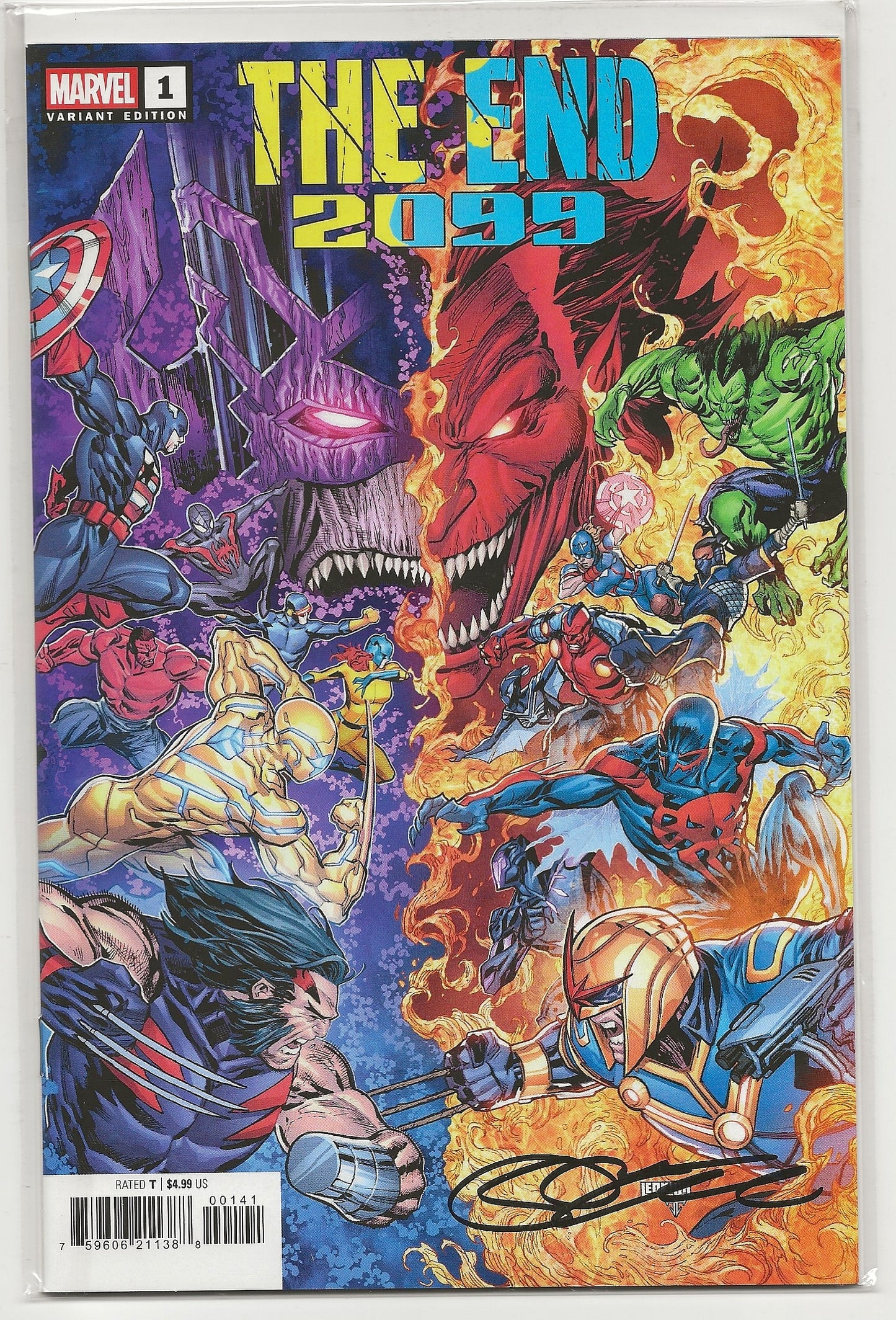 The End 2099 #1 Ken Lashley Battle Variant Signed By Steve Orlando With COA Marvel 2025