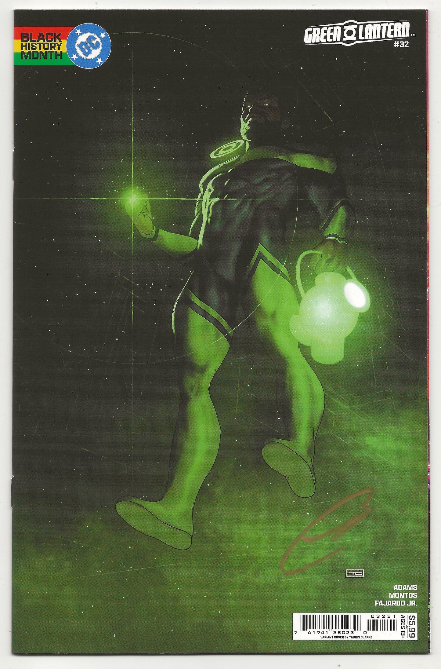 Green Lantern Vol 8 #32 Taurin Clarke Signed Variant COA DC Comics Black History Month