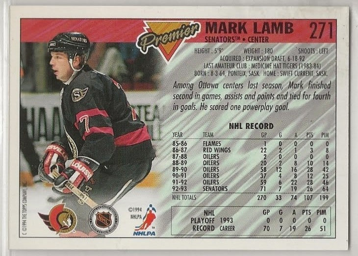 1993-94 Topps Premier - Mark Lamb #271