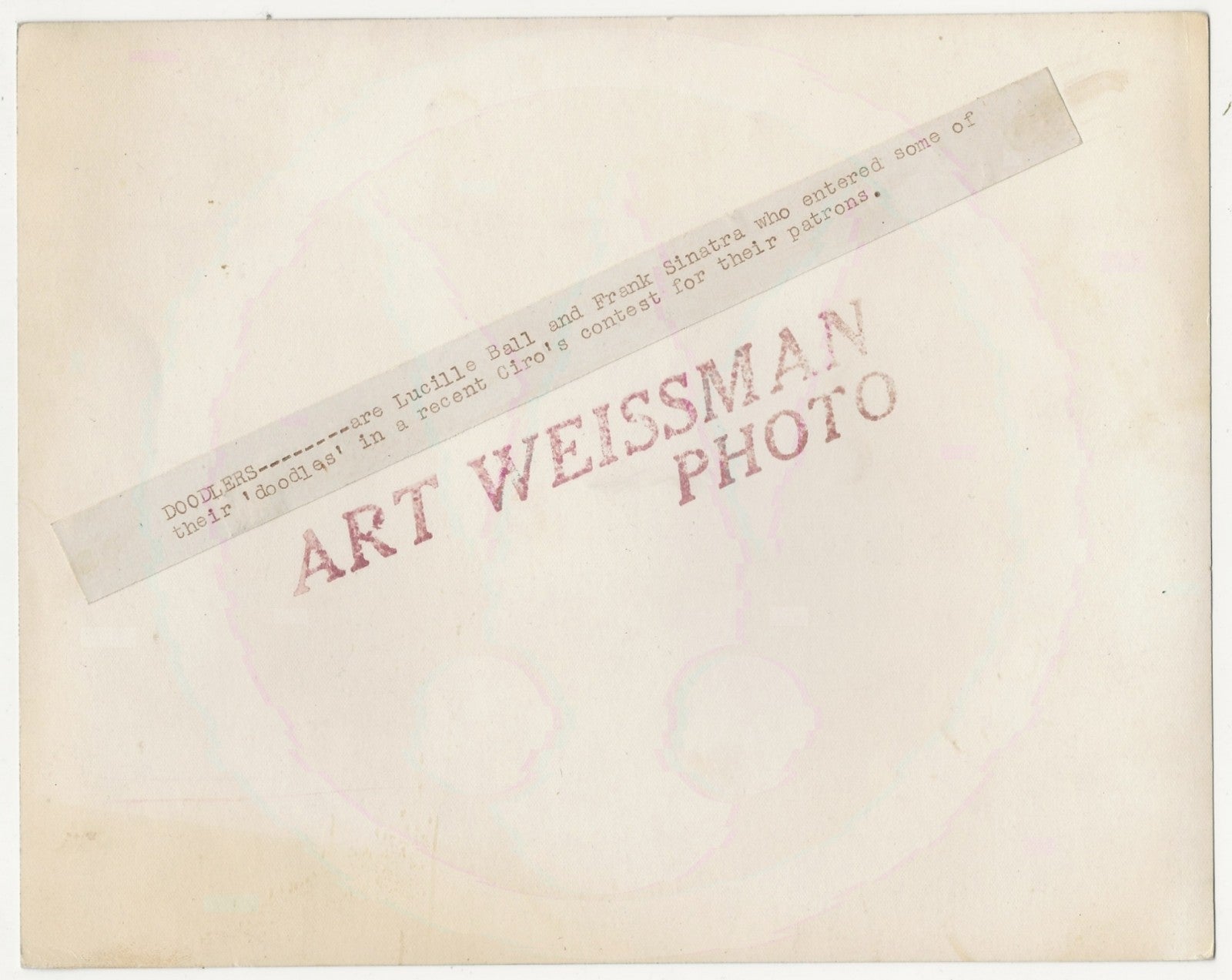 Frank Sinatra & Lucille Ball Vintage 8x10 by Art Weissman *RARE*