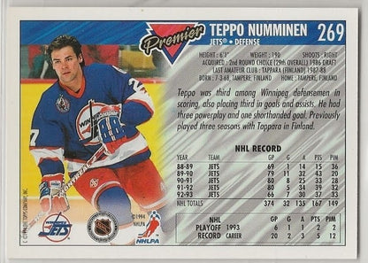 1993-94 Topps Premier - Teppo Numminen #269 Gold Premier