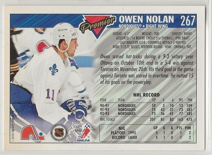 1993-94 Topps Premier - Owen Nolan #267