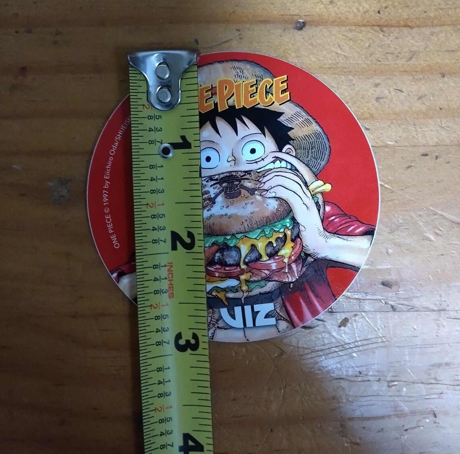 One Piece: Luffy Eating Cheeseburger; Official Viz 3" Anime Decal Sticker