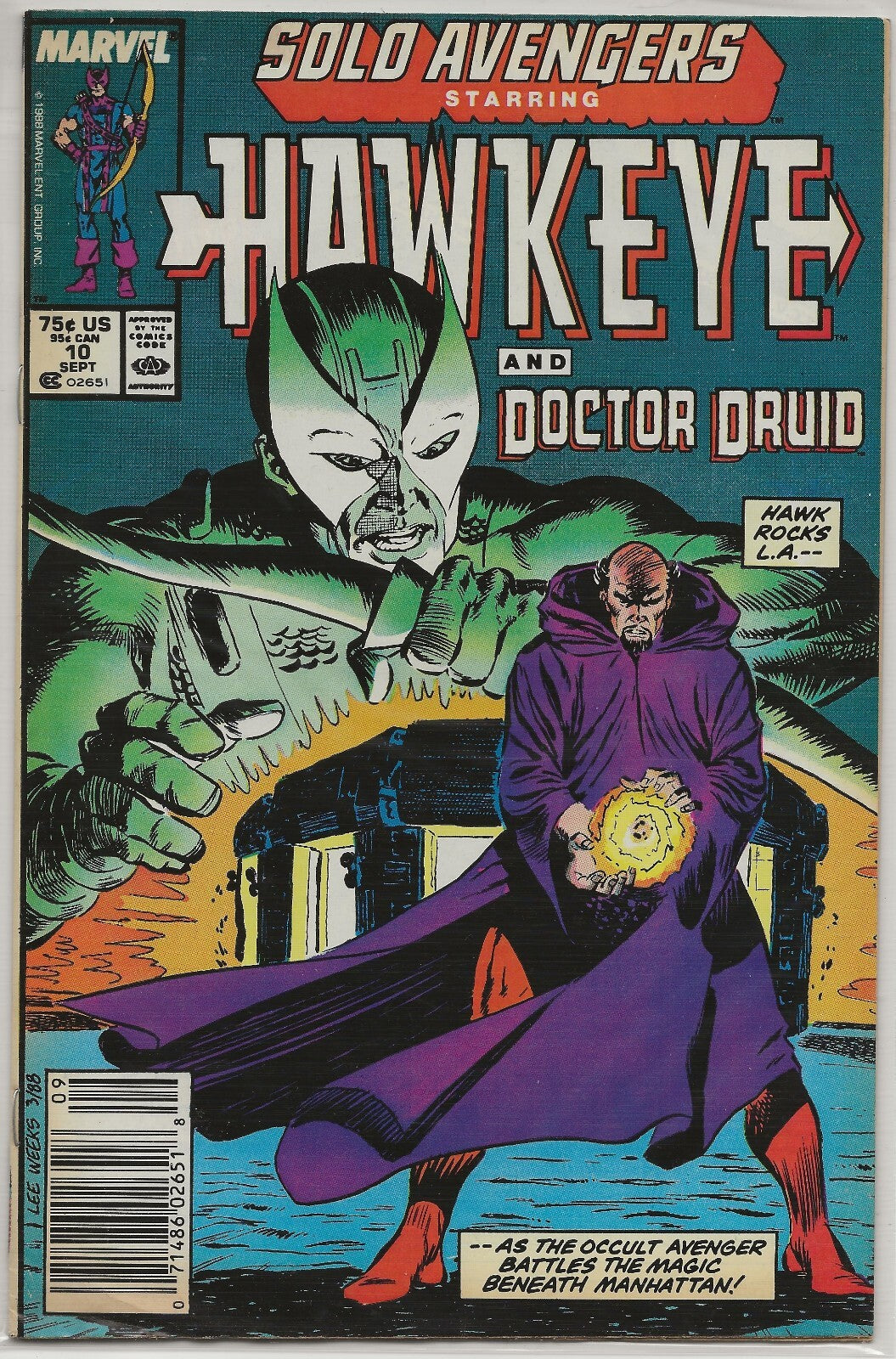 Solo Avengers #10 1988 Marvel Comics: Hawkeye; Lee Weeks Newsstand cover