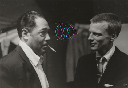 Duke Ellington And Gerry Mulligan By Roy Schatt: Vintage 8x10 Gelatin Silver Print With Studio Stamps