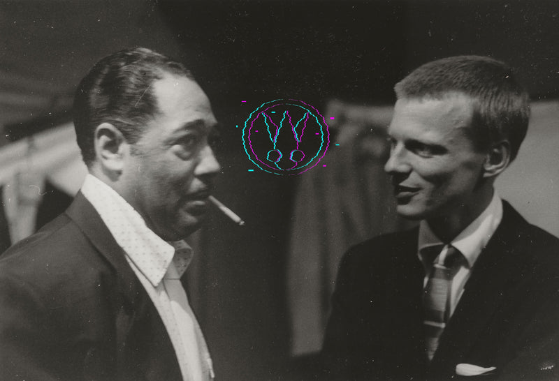 Duke Ellington And Gerry Mulligan By Roy Schatt: Vintage 8x10 Gelatin Silver Print With Studio Stamps