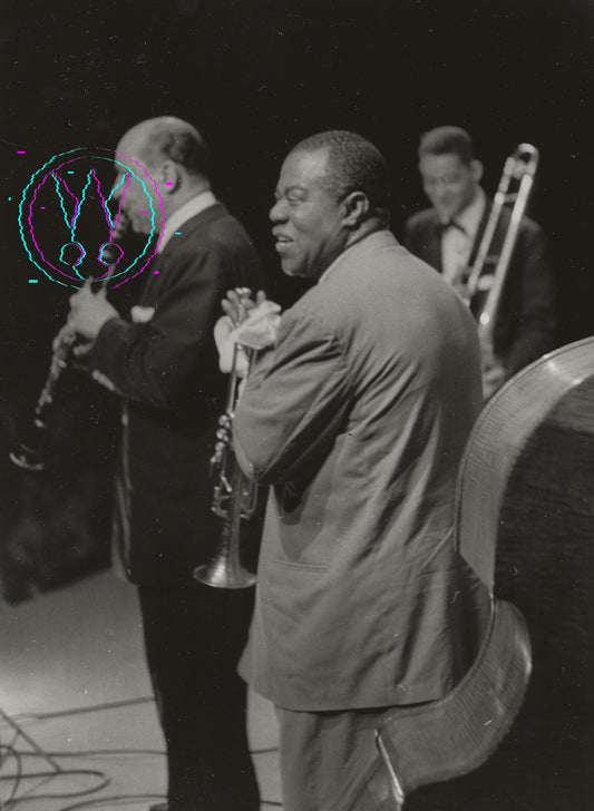 Louis Armstrong At The Newport Jazz Festival By Roy Schatt: Original 8x10 Gelatin Silver Print With Studio Stamps