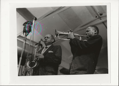 Roy Eldridge and Pete Brown at the 1957 Newport Jazz Festival By Roy Schatt: Vintage 8x10 Gelatin Silver Print With Studio Stamps