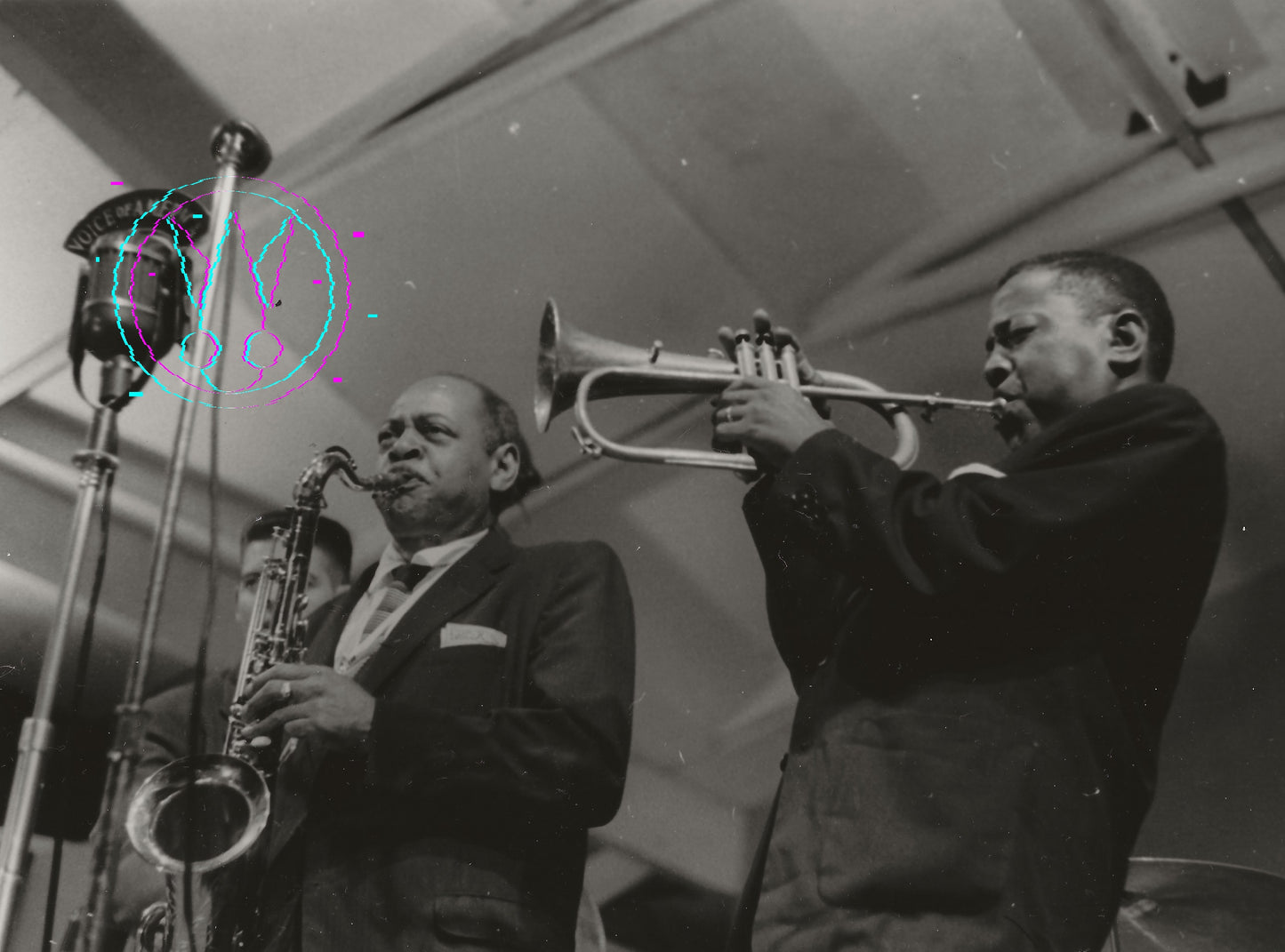 Roy Eldridge and Pete Brown at the 1957 Newport Jazz Festival By Roy Schatt: Vintage 8x10 Gelatin Silver Print With Studio Stamps