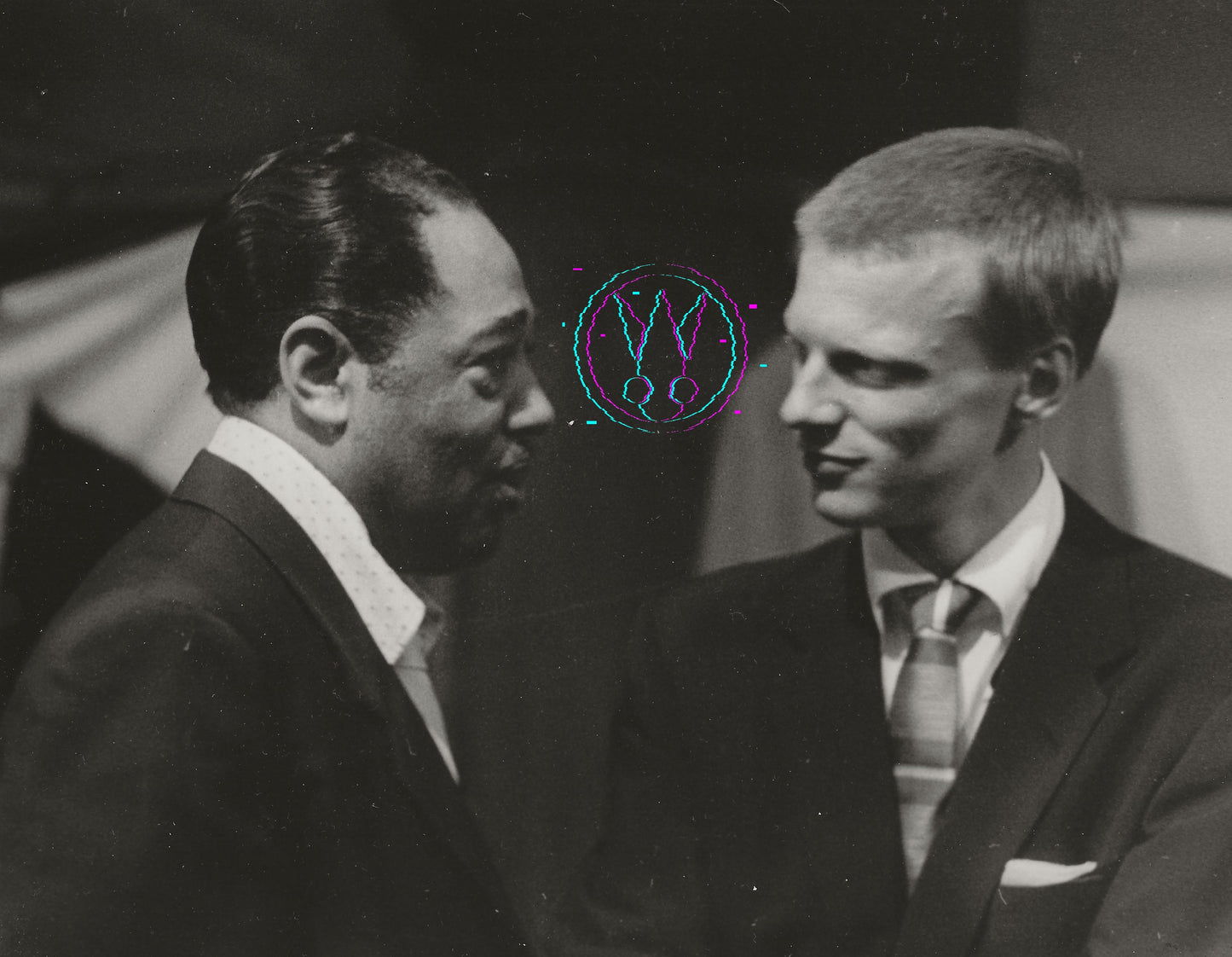 Duke Ellington And Gerry Mulligan At The 1955 Newport Jazz Festival By Roy Schatt: Vintage 8x10 Gelatin Silver Print Signed