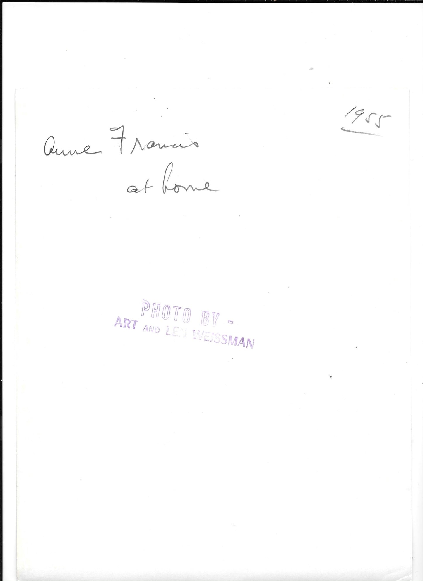 Garden of Desire: Anne Francis "At Home" – Original 1955 Weissman GSP