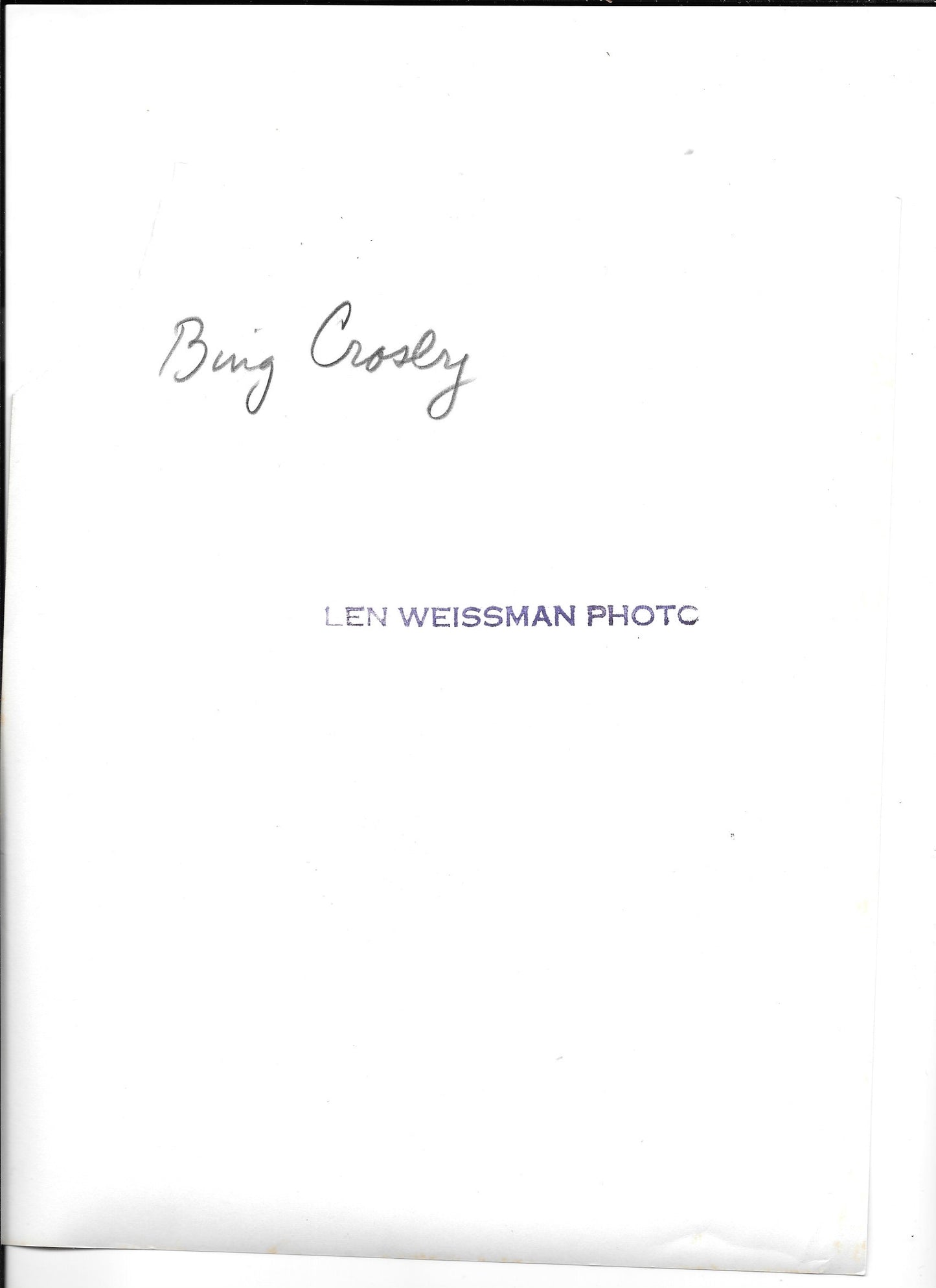 The Crooner's Private Gaze: Bing Crosby – Original Len Weissman GSP