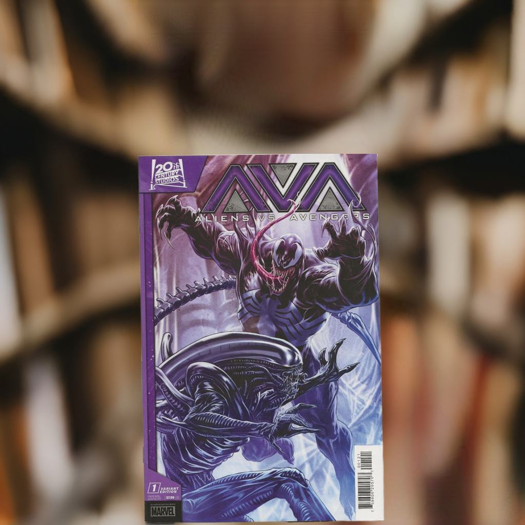 Aliens vs Avengers #1: Intro to Miles Face-hugger suit;  Mark Brooks Cover