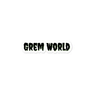 Grem World Sticker with Green Drop Shadow