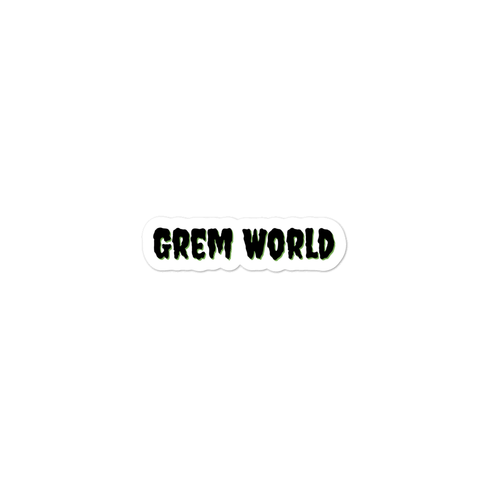 Grem World Sticker with Green Drop Shadow