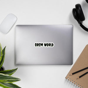 Grem World Sticker with Green Drop Shadow